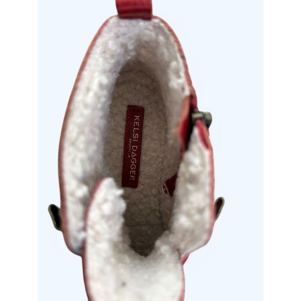 Kelsi Dagger Brooklyn Shoes Red Lace Up Lug Sole Ankle Combat Boots sz 5.5 M EUC - Picture 4 of 12